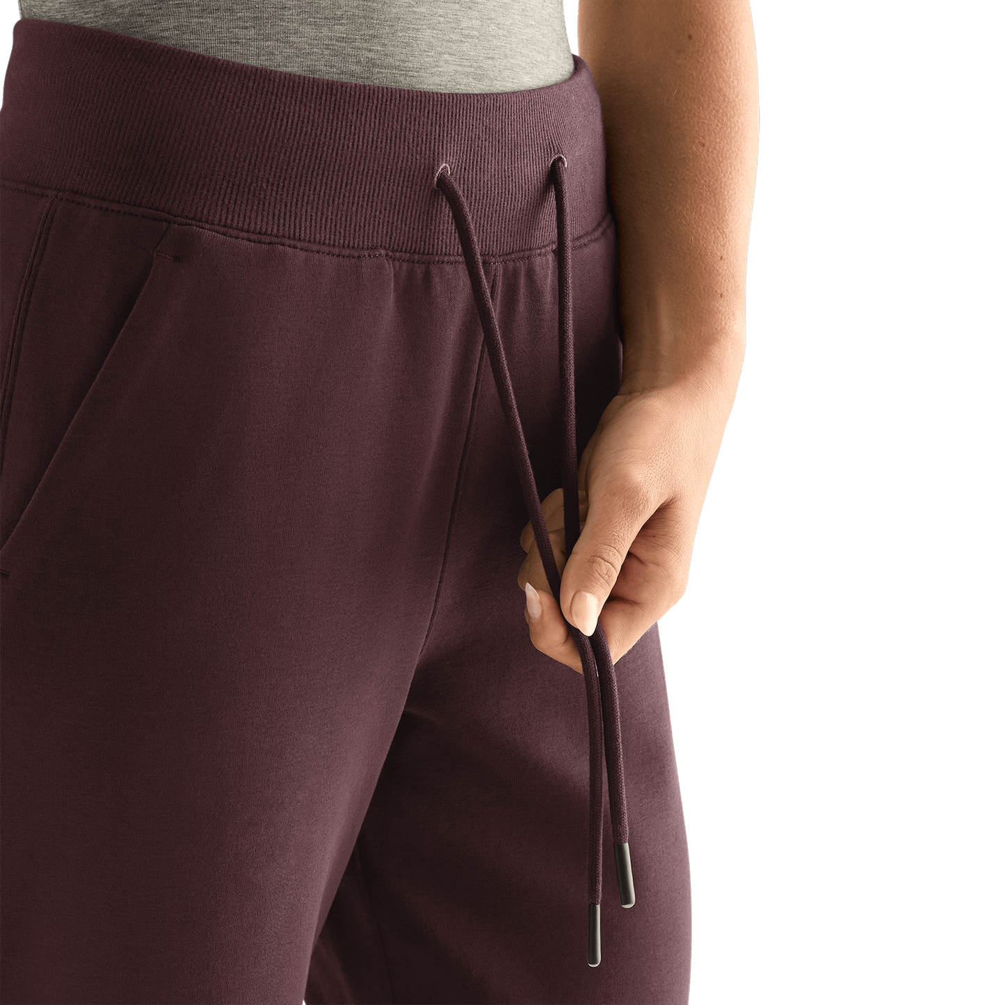 Women's NOBULL Jogger Dark Burgundy Drawstring Detail.