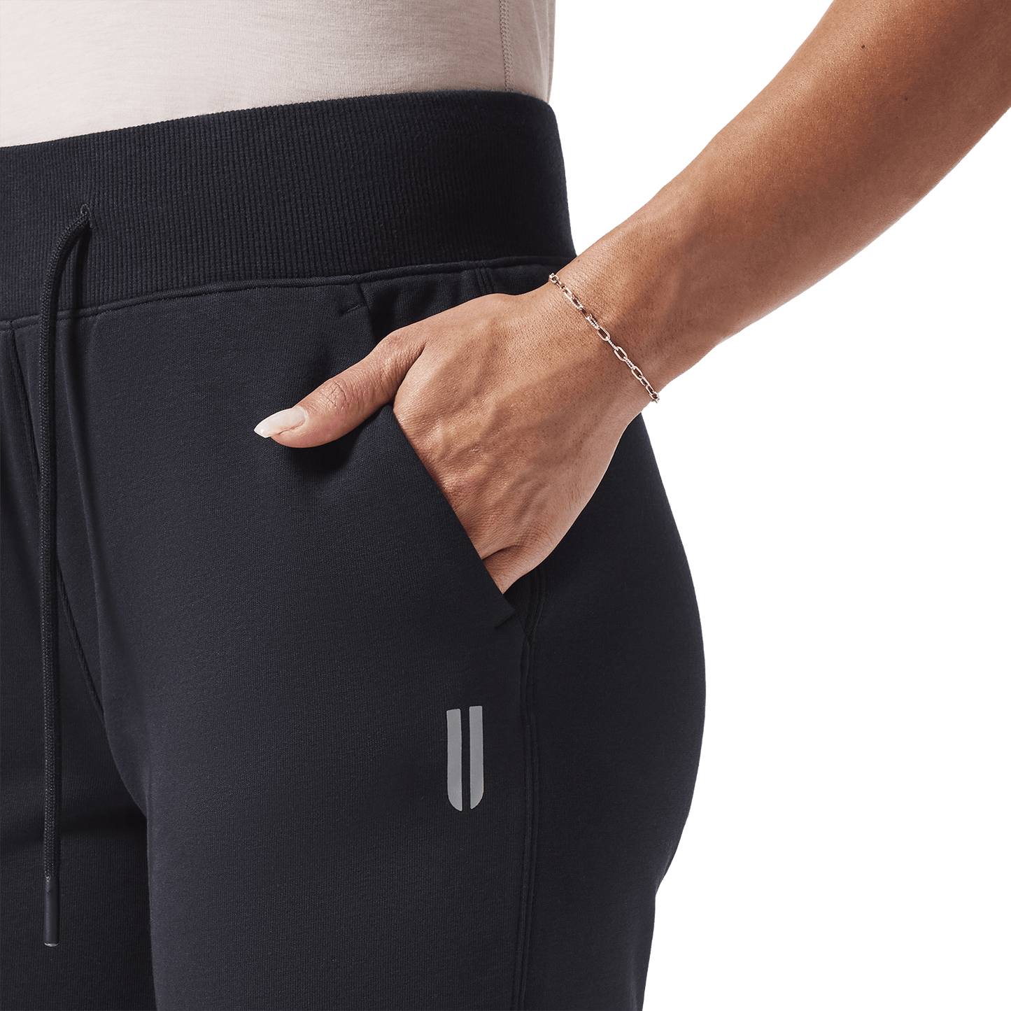 Women's Black NOBULL Joggers U Logo Detail Angle.