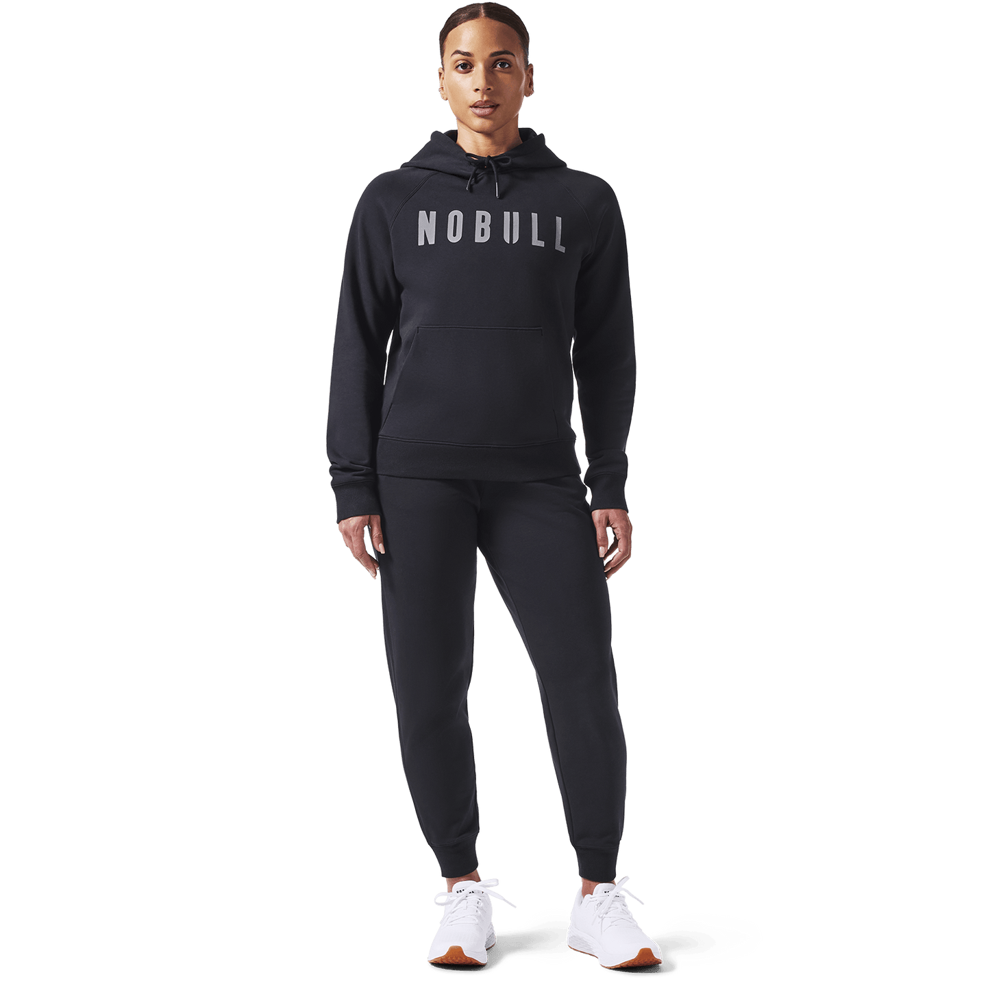 Women's Black NOBULL Joggers Front On Body Angle.