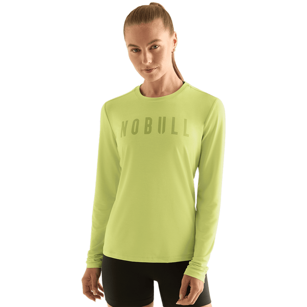 Women's Pear NOBULL Long Sleeve Tee Front Angle.