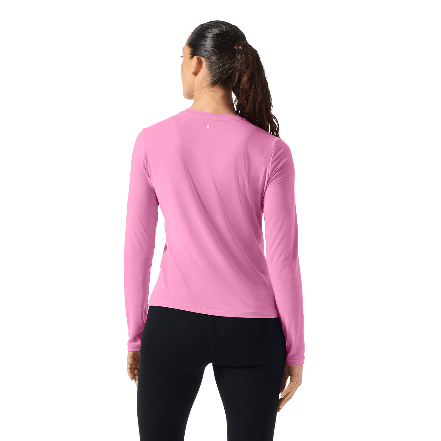 Soft Pink NOBULL Long Sleeve Tee Back Waist Up Angle.