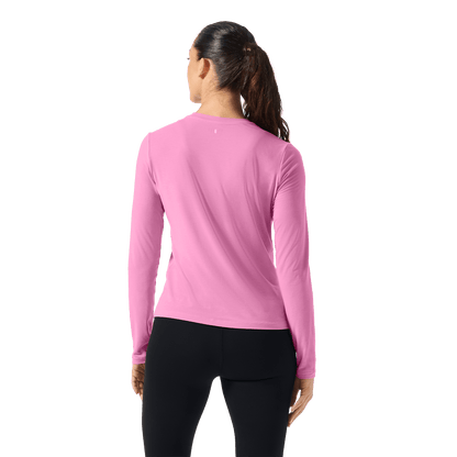Soft Pink NOBULL Long Sleeve Tee Back Waist Up Angle.