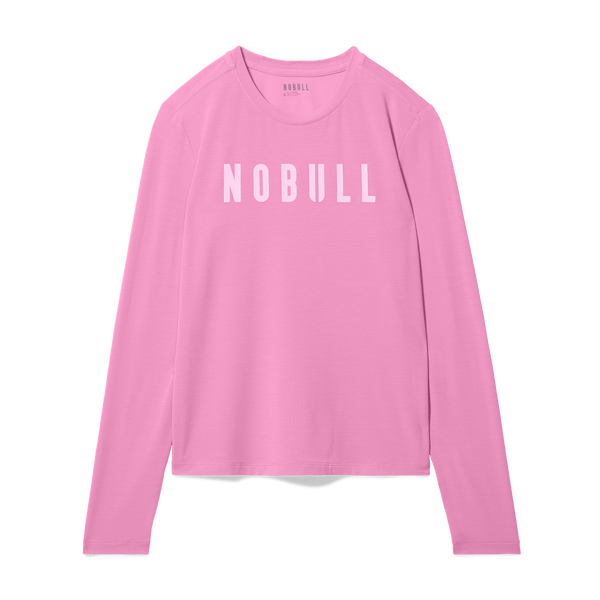 Soft Pink NOBULL Long Sleeve Tee Flat Lay Angle.