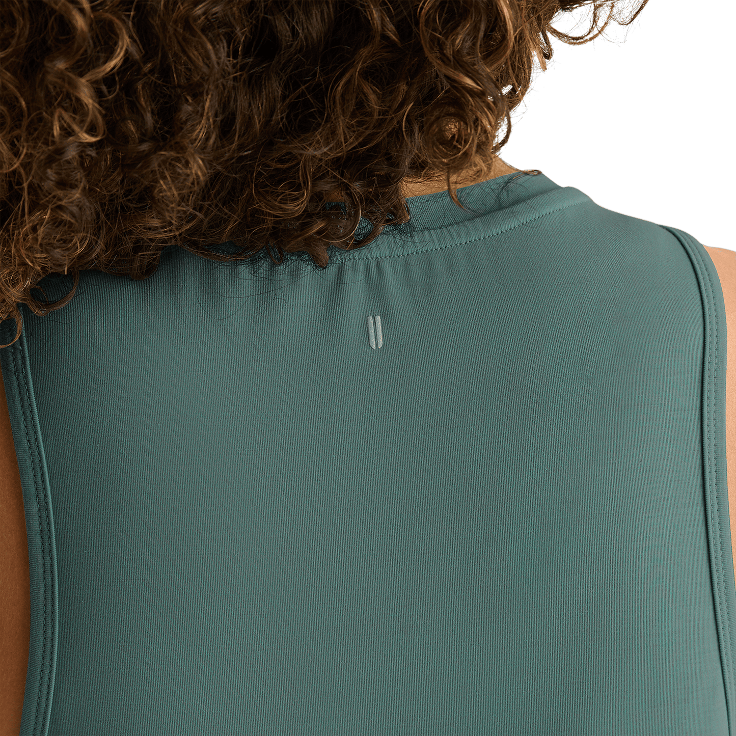 Women's Silver Pine NOBULL Muscle Tank Detail Angle.