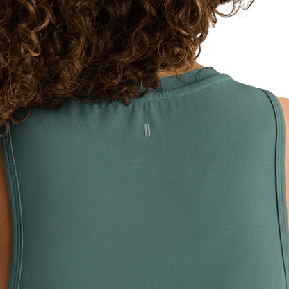 Women's Silver Pine NOBULL Muscle Tank Detail Angle.
