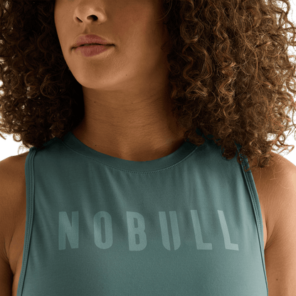 Women's Silver Pine NOBULL Muscle Tank Detail Angle.