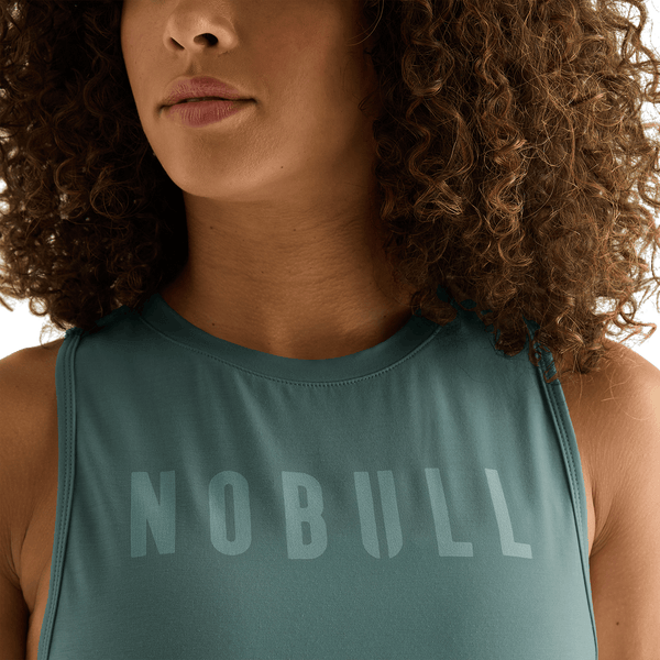 Women's Silver Pine NOBULL Muscle Tank Detail Angle.