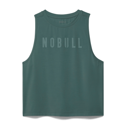 Women's Silver Pine NOBULL Muscle Tank Flat Lay Angle.