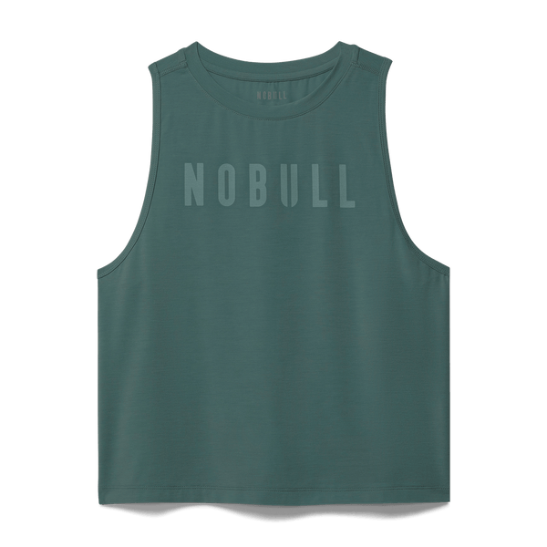 Women's Silver Pine NOBULL Muscle Tank Flat Lay Angle.