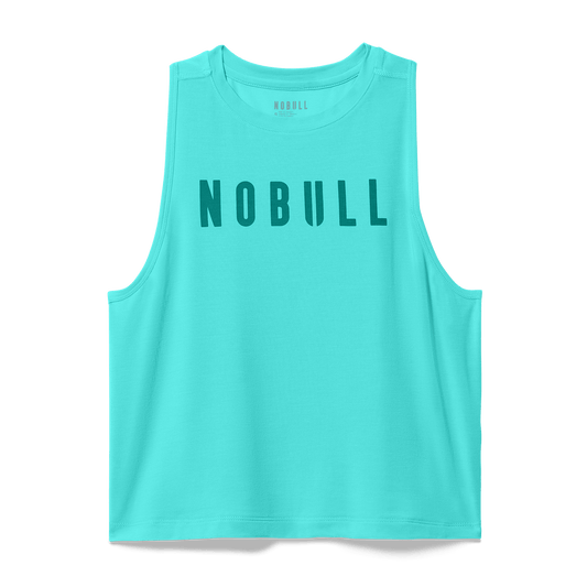 Women's Aqua Wash NOBULL Muscle Tank Flat Lay Angle.