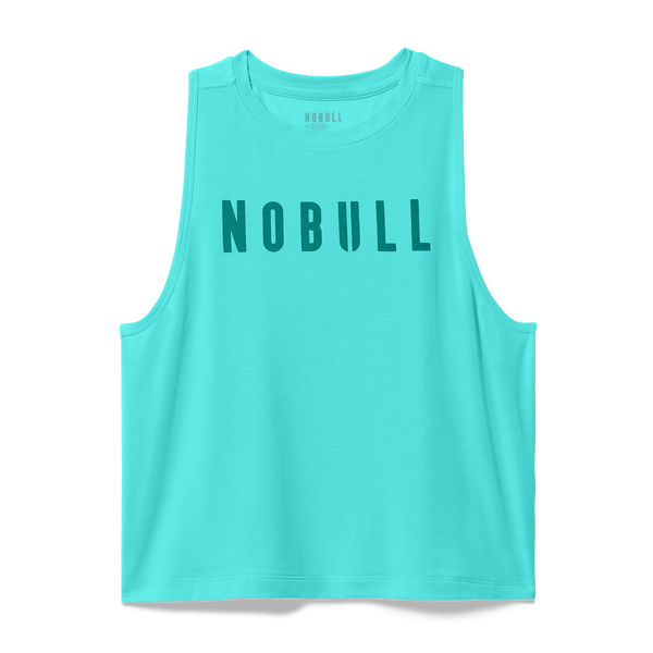 Women's Aqua Wash NOBULL Muscle Tank Flat Lay Angle.