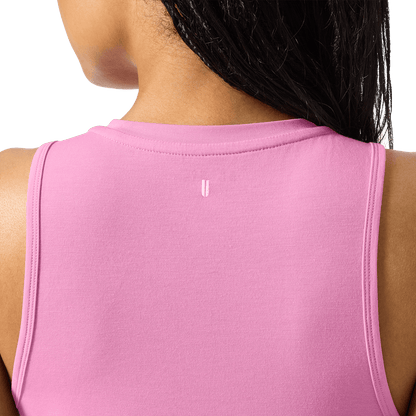 Women's Soft Pink NOBULL Muscle Tank Back Detail Angle.