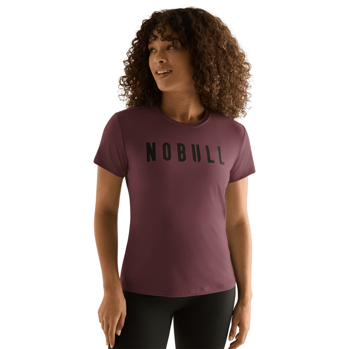 Women's Dark Burgundy NOBULL Tee Front Angle.