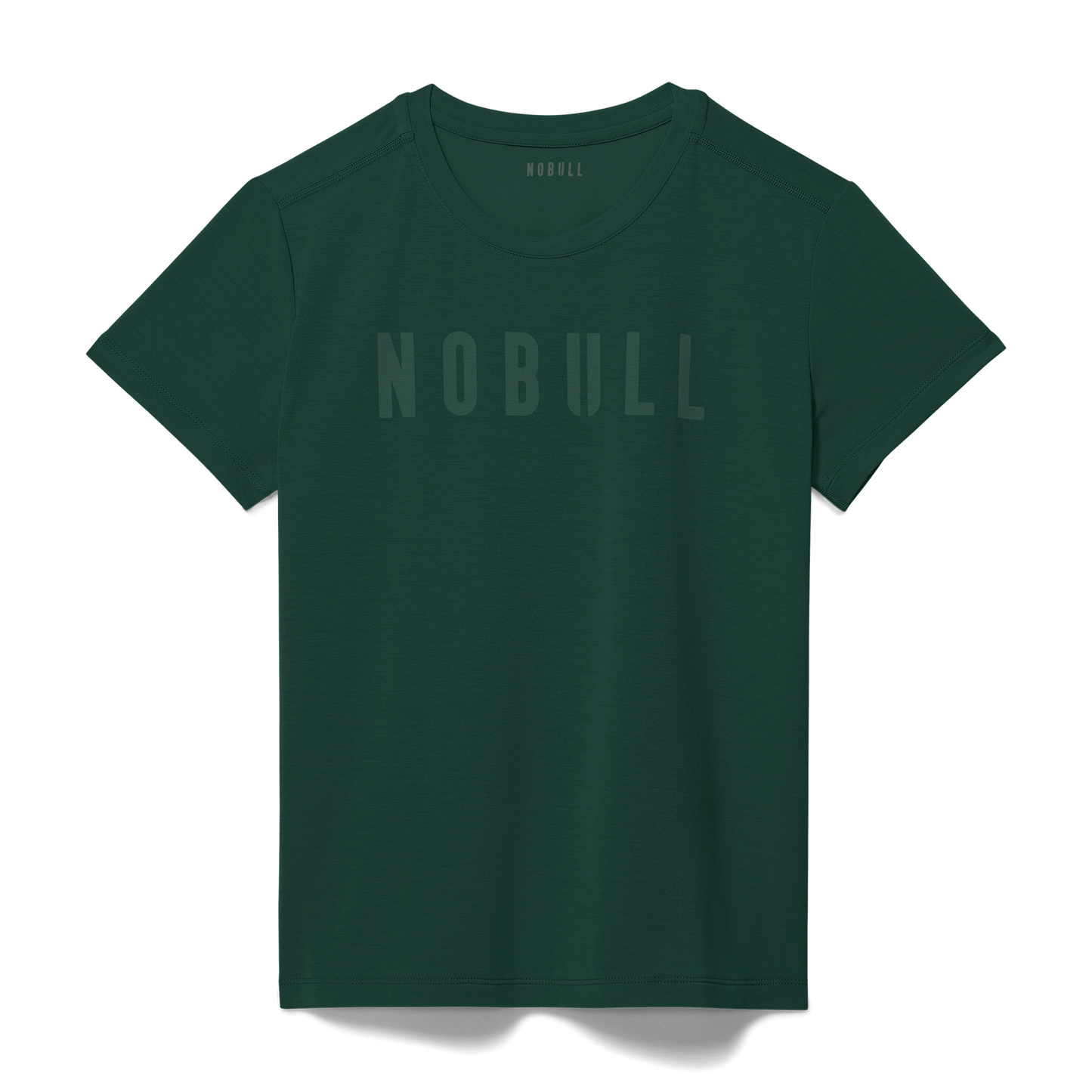 Women's Dark Ivy NOBULL Tee Flat Lay Angle.