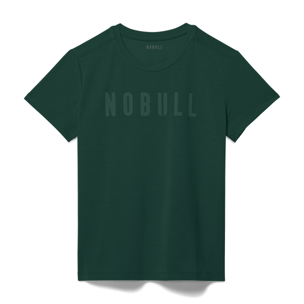 Women's Dark Ivy NOBULL Tee Flat Lay Angle.
