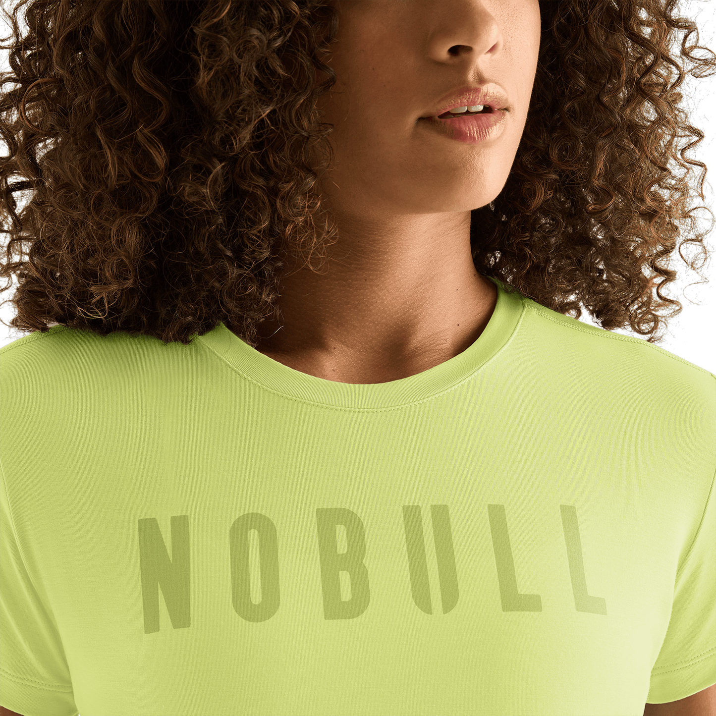 Women's Pear NOBULL Tee Detail Angle.