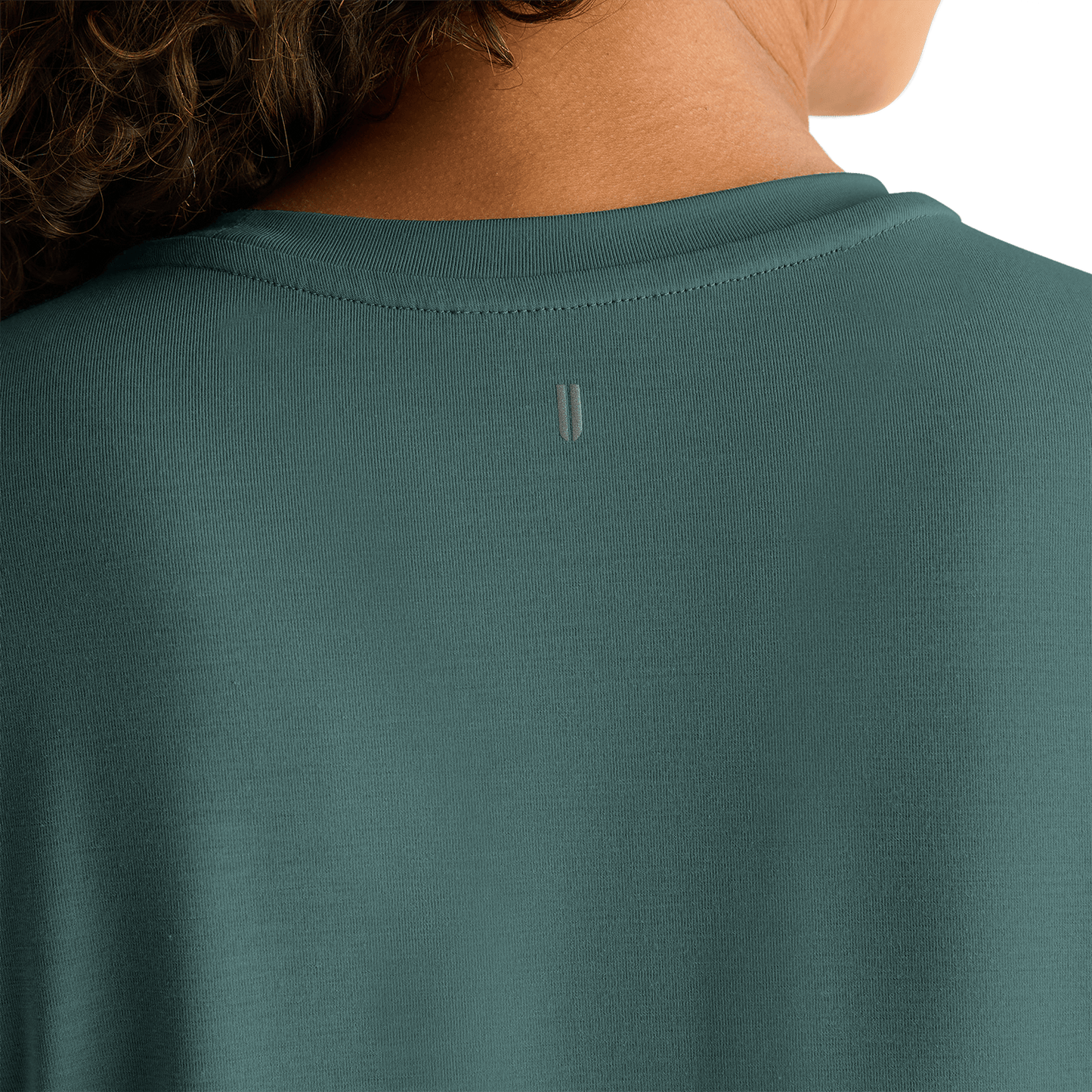 Women's Silver Pine NOBULL Tee Detail Angle.