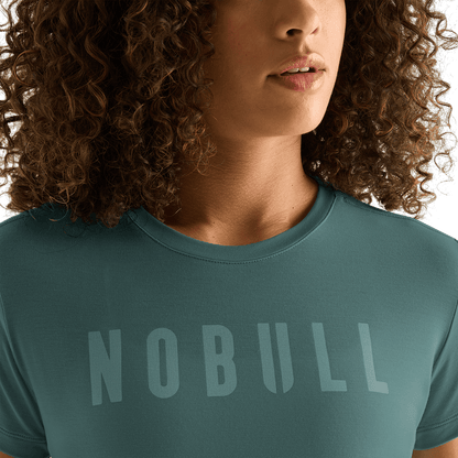Women's Silver Pine NOBULL Tee Detail Angle.