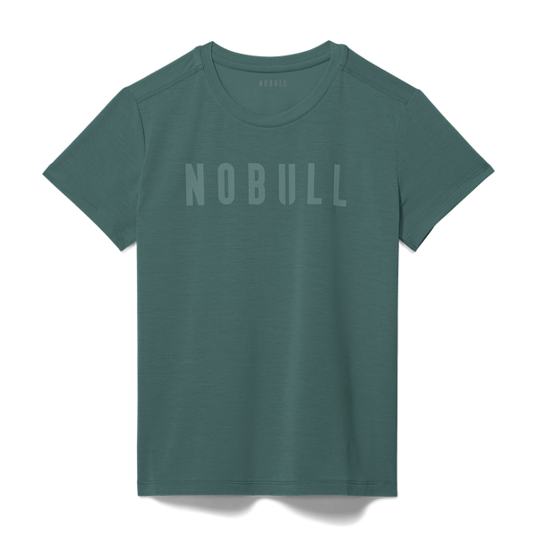 Women's Silver Pine NOBULL Tee Flat Lay Angle.