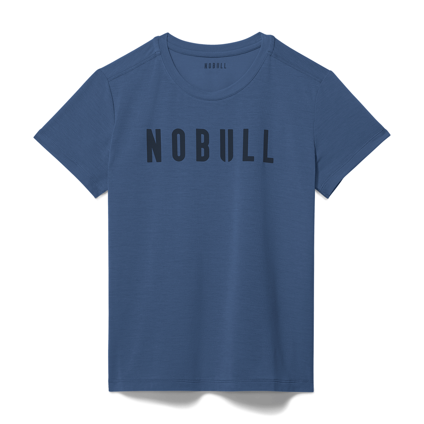 Women's Coastal Blue NOBULL Tee Flat Lay Angle.