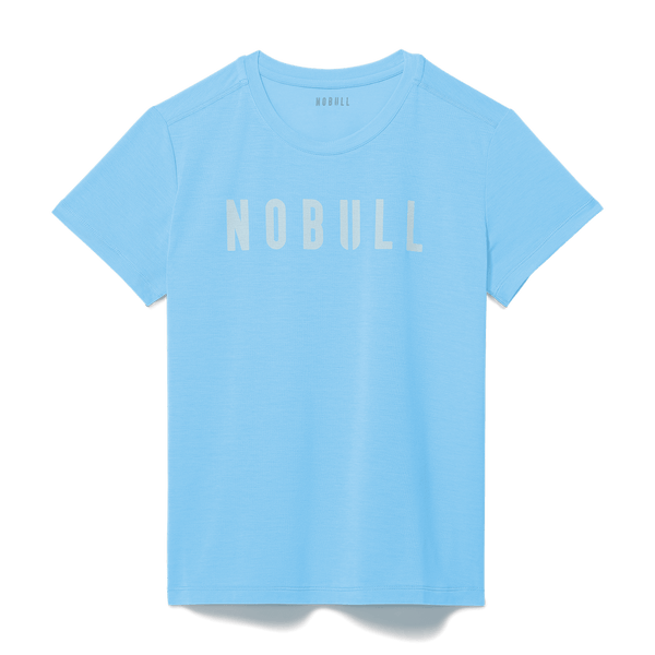 Women's Alaskan Blue NOBULL Tee Flat Lay Angle.