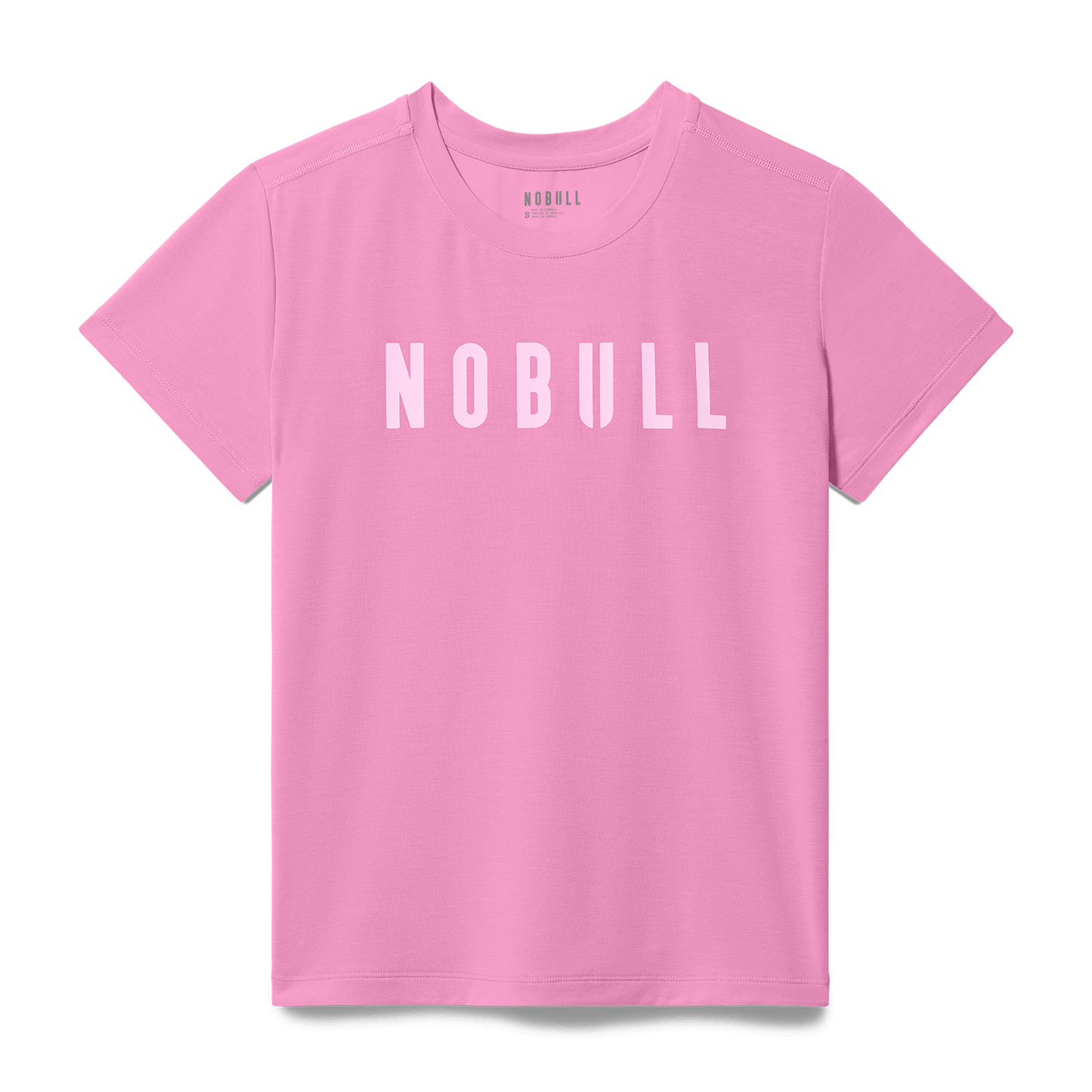 Women's Soft Pink NOBULL Tee Flat Lay Angle.