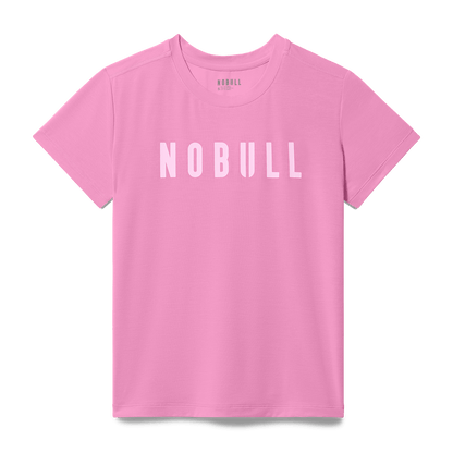 Women's Soft Pink NOBULL Tee Flat Lay Angle.