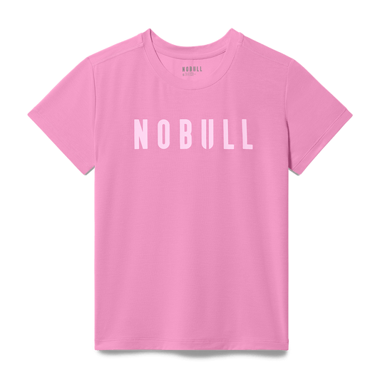 Women's Soft Pink NOBULL Tee Flat Lay Angle.