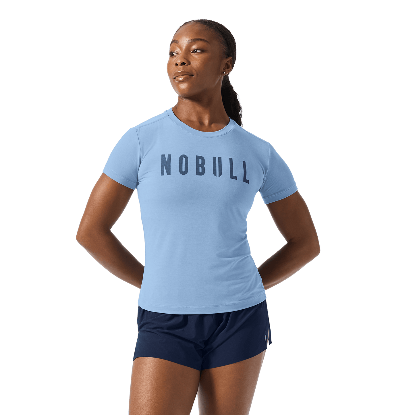 Women's Harbor NOBULL Tee Front Waist Up Angle.