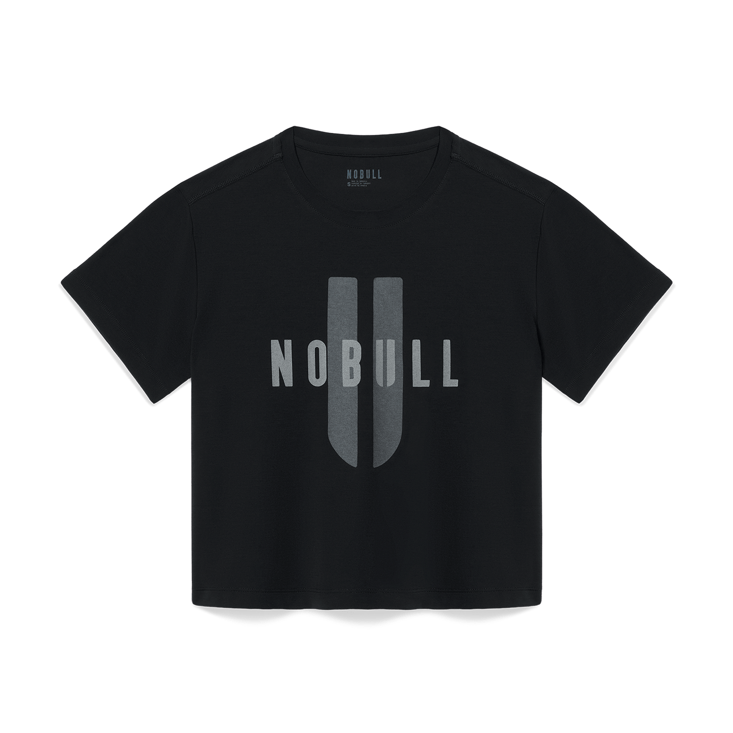 Women's Black NOBULL U Boxy Tee Flat Lay Angle.
