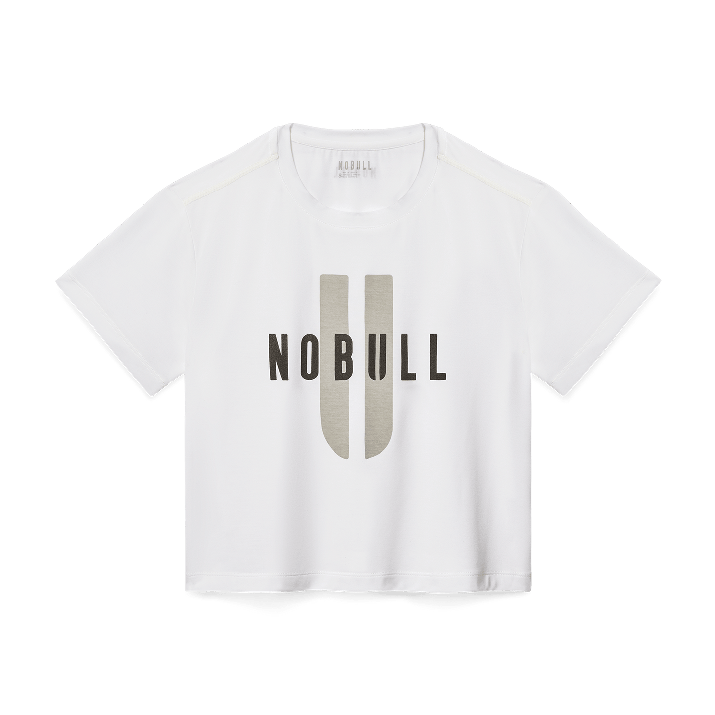 Women's White NOBULL U Boxy Tee Flat Lay Angle.