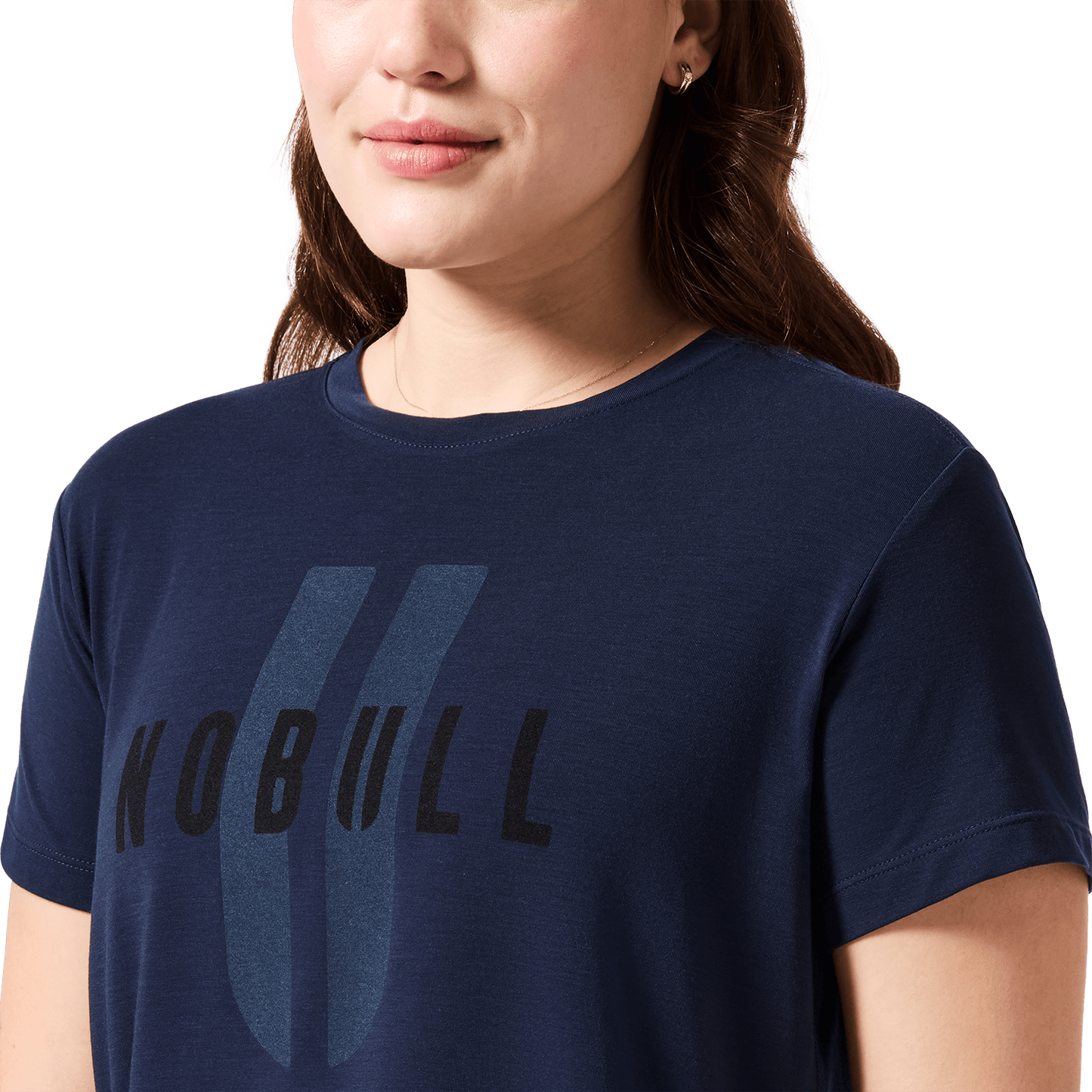 Women's Night Navy NOBULL U Tee Front Detail Angle.