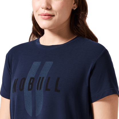 Women's Night Navy NOBULL U Tee Front Detail Angle.