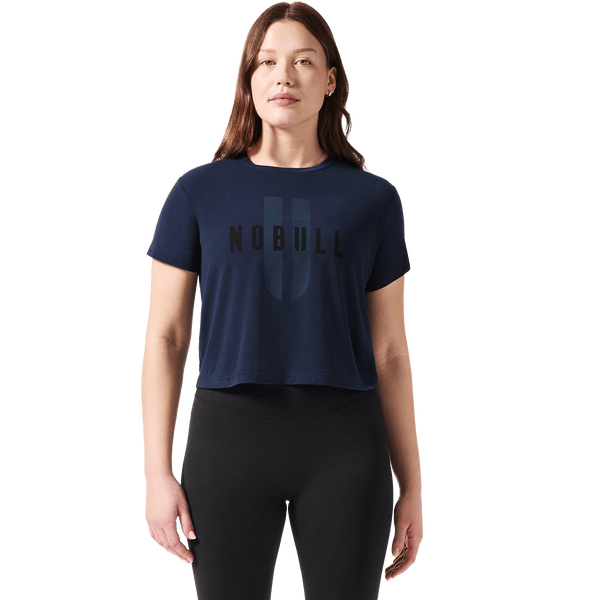 Women's Night Navy NOBULL U Tee Front Full Body Angle.