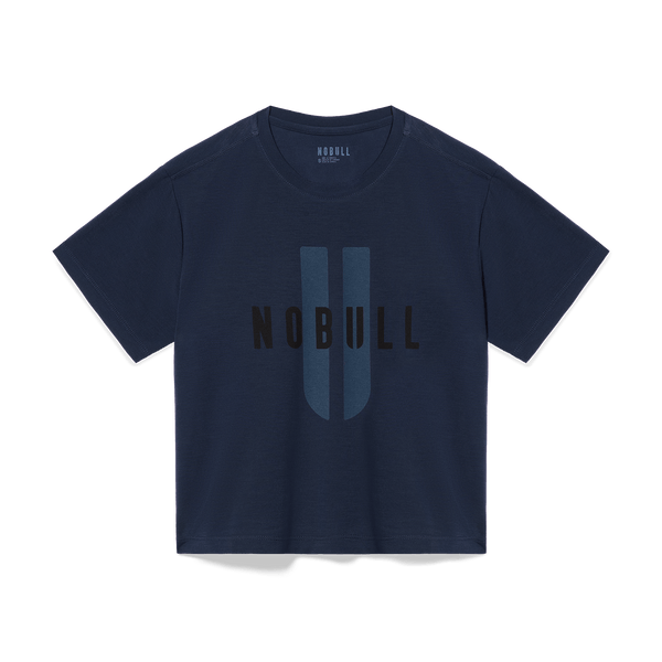 Women's Night Navy NOBULL U Tee Flat Lay Angle.