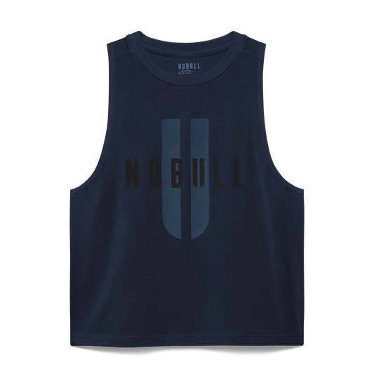 Women's Night Navy NOBULL U Muscle Tank Flat Lay Angle.