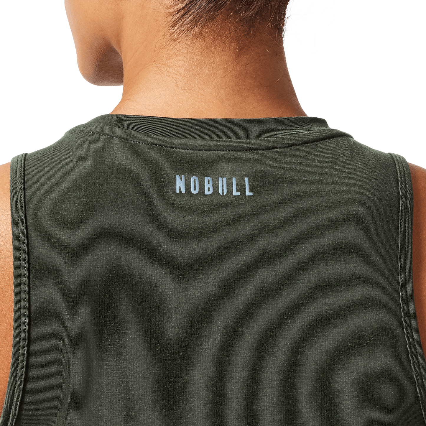 Women's Dark Army NOBULL U Muscle Tank Back Detail Angle.