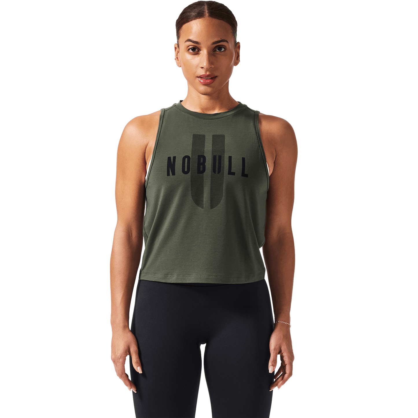 Women's Dark Army NOBULL U Muscle Tank Front Angle.