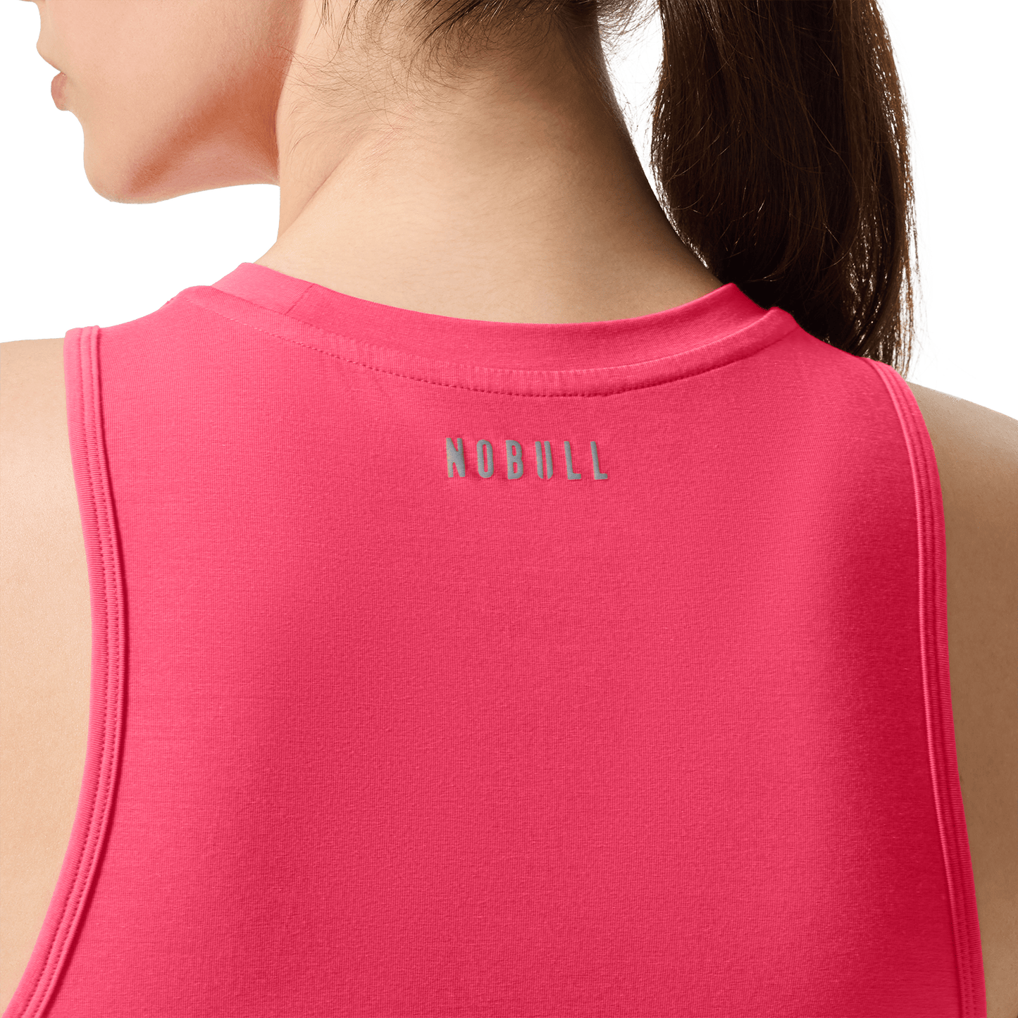 Women's Punch NOBULL U Muscle Tank Back Detail On Body Angle.