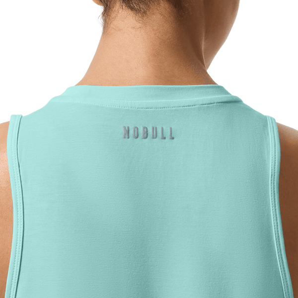 Women's Blue Haze NOBULL U Muscle Tank Back Detail Angle.