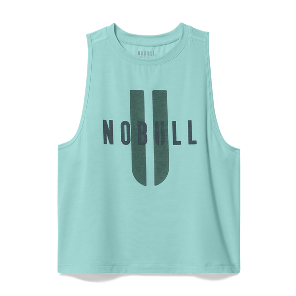 Women's Blue Haze NOBULL U Muscle Tank Flat Lay Angle.