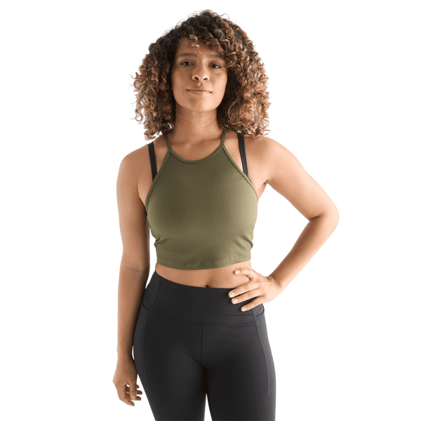 Women's Ribbed Halter Crop Tank
