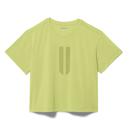 Women's Pear U Boxy Tee Flat Lay Angle.