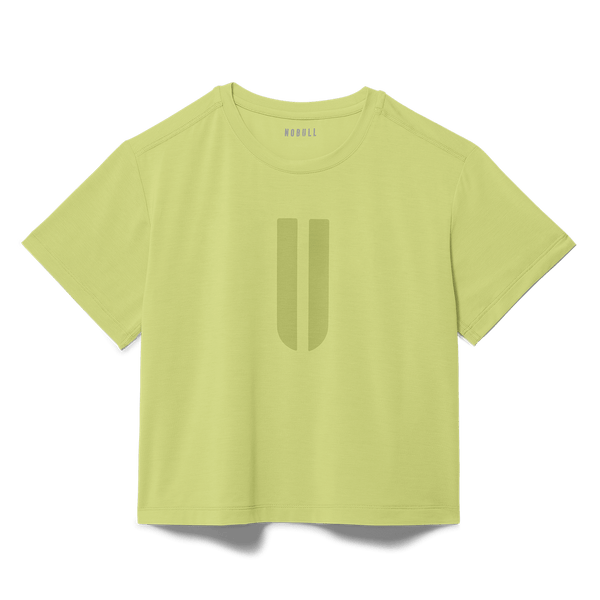 Women's Pear U Boxy Tee Flat Lay Angle.