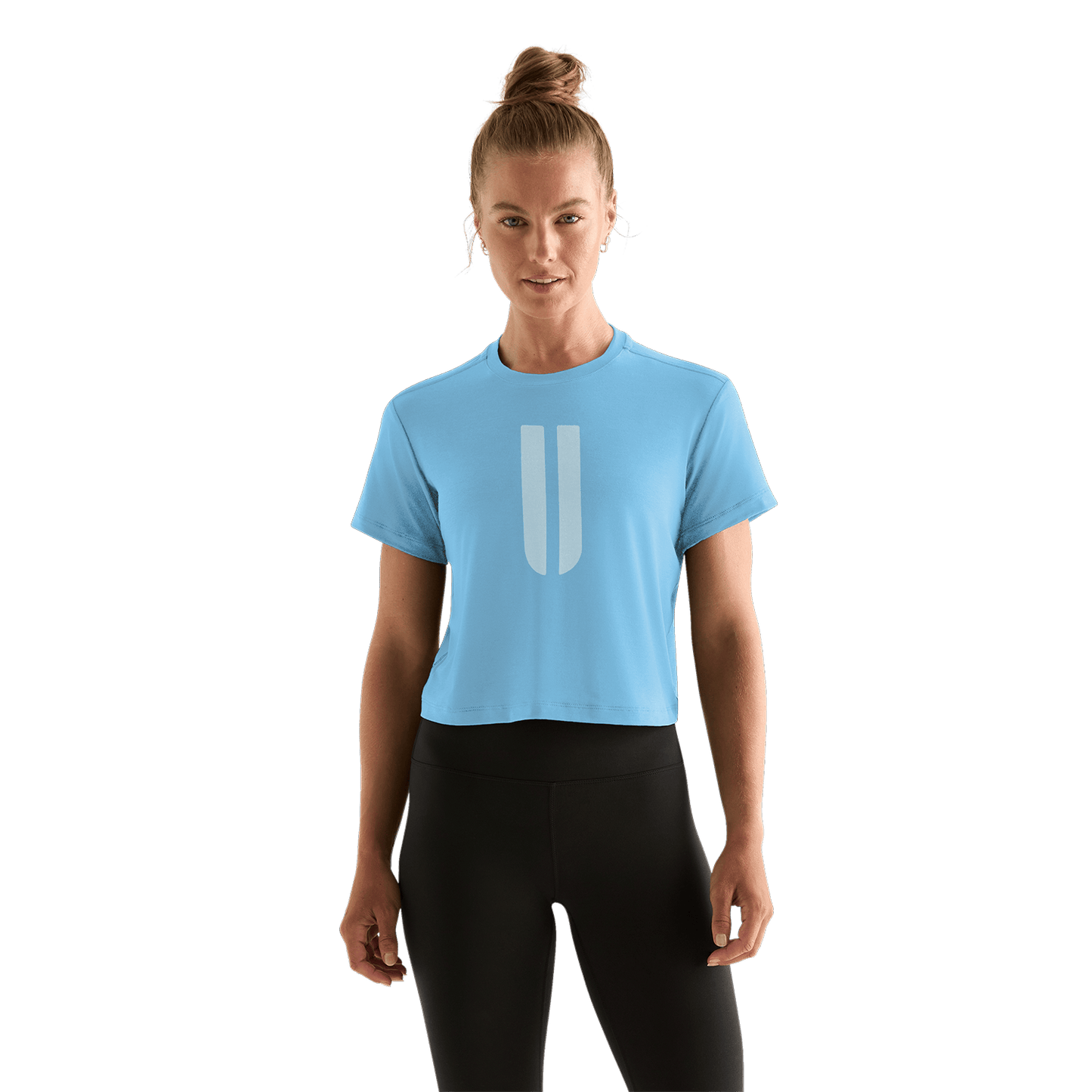 Women's Alaskan Blue U Boxy Tee Front Angle.