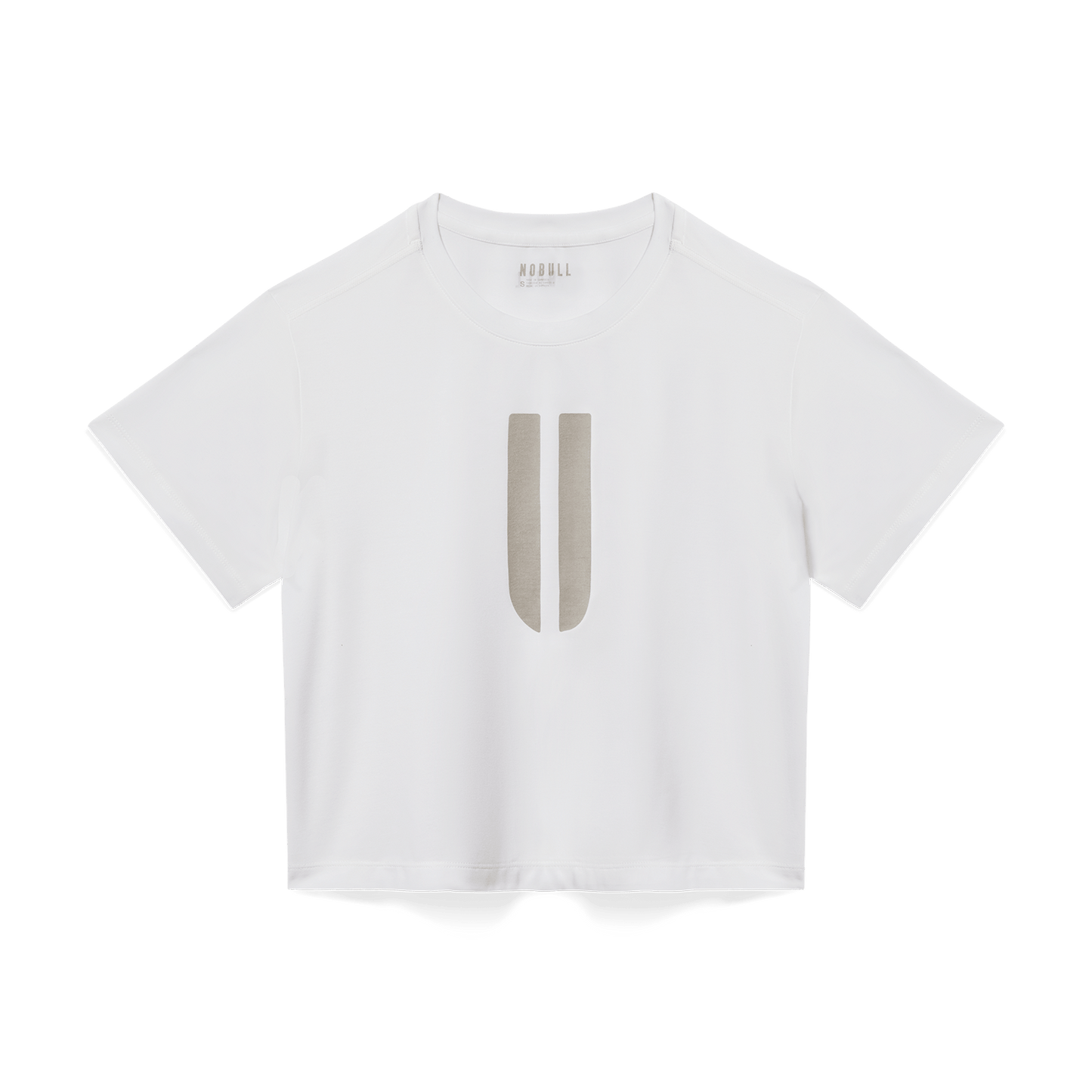 Women's White U Boxy Tee Flat Lay Angle.