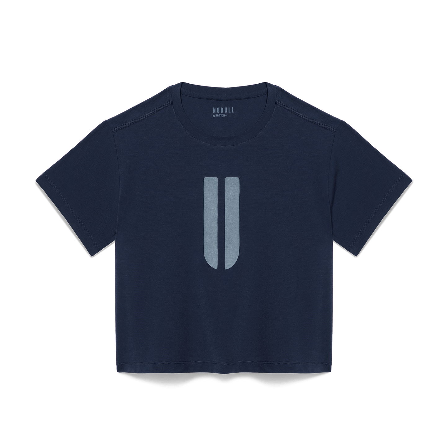 Women's Night Navy U Boxy Tee Flat Lay Angle.