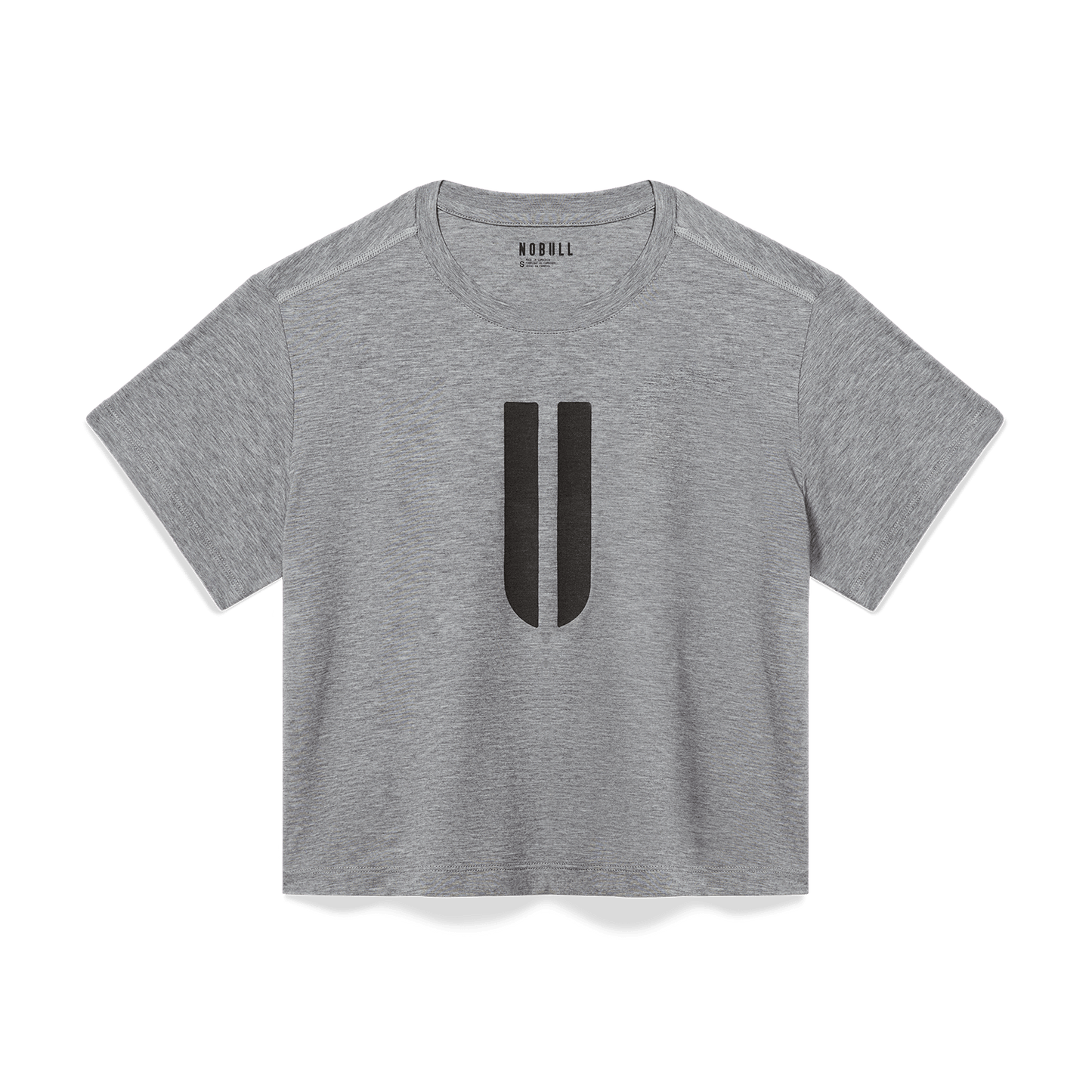 Women's Heather Grey U Boxy Tee Flat Lay Angle.