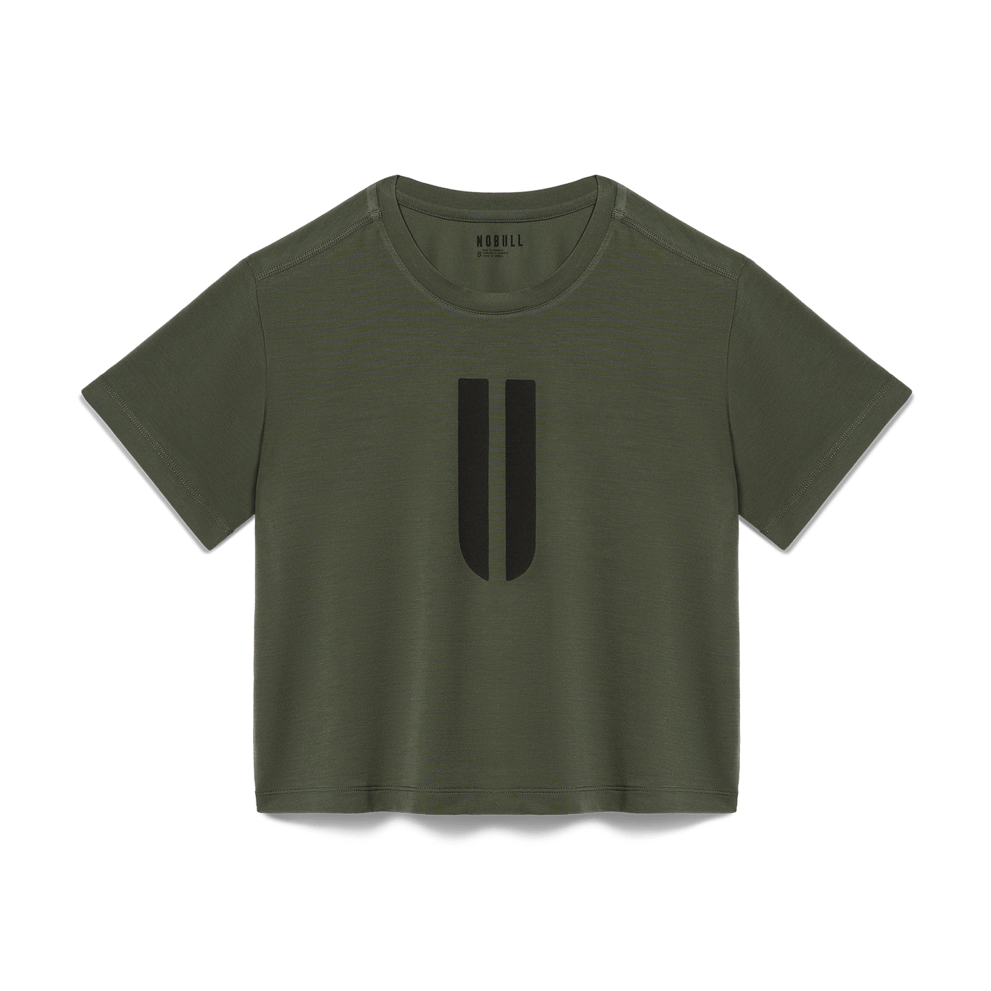 Women's Dark Army U Boxy Tee Flat Lay Angle.