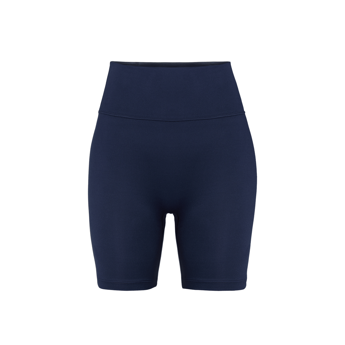 Women's Night Navy U High-Rise Matte Short 6" Front Silhouette Angle.